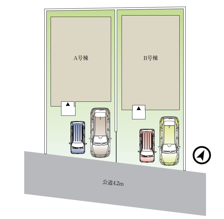 新築／志木市柏町2丁目　全2棟の区画図|駐車２台可！（車種による）