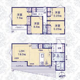 茅ヶ崎市東海岸南6丁目　新築戸建　全３棟の間取り|南向き　4LDK