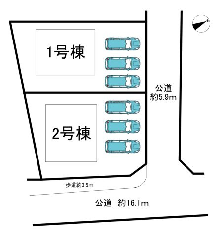 知多市つつじが丘3丁目　全2棟　2号棟の区画図|全2区画分譲地♪
