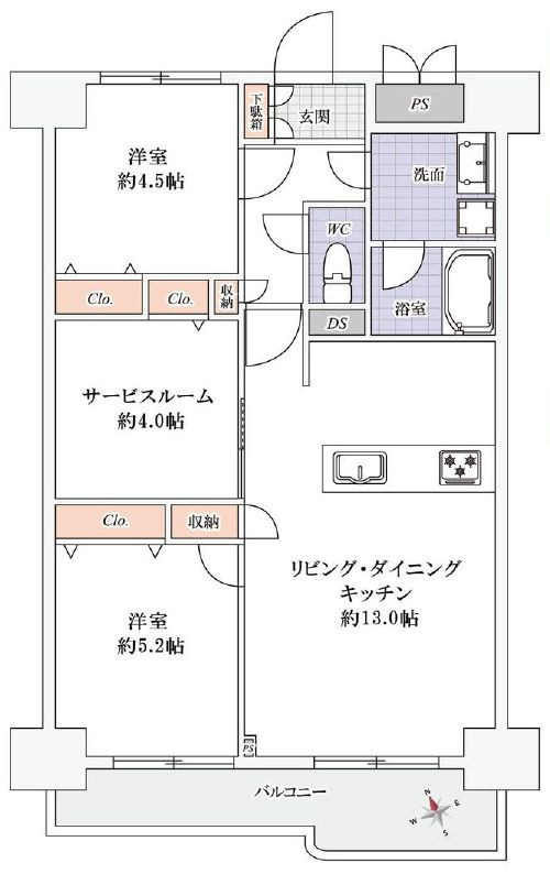フドウ東陽町ハイツの間取り|最上階（13階部分）南西向きにつきまして日当たり・通風・眺望良好。新規リノベーションマンション。