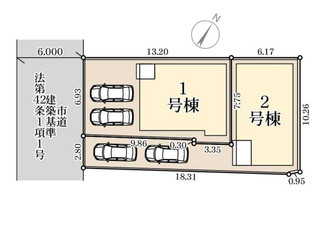 【区画図】 | 春日市原町2丁目第1　2号棟（全2棟）【仲介手数料無料・0円】 | 区画図です。2号棟