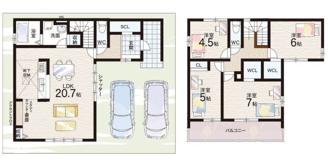 加古川市加古川町美乃利　第23期　新築一戸建ての間取り