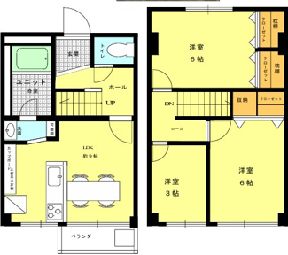 【間取り】 | 杭瀬第３団地１０号棟 | メゾネットタイプで戸建感覚です♪新婚様からファミリー様まで幅広くおすすめの３LDKの間取りです♪