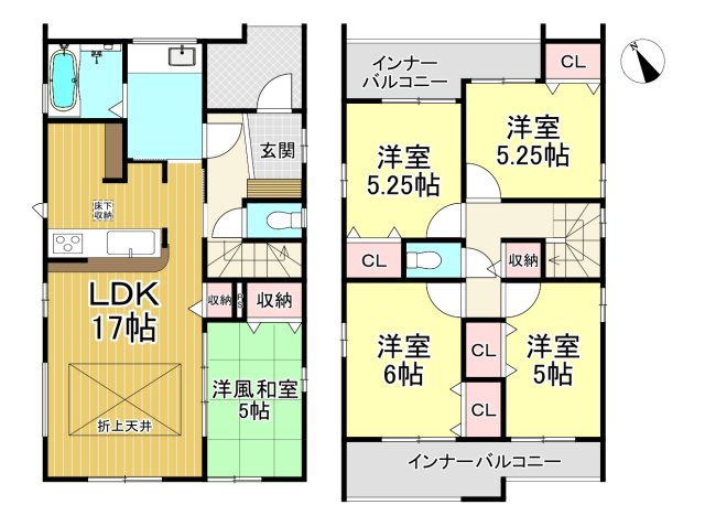 知多市つつじが丘1丁目　全2棟　1号棟の間取り|1号棟　5LDK☆