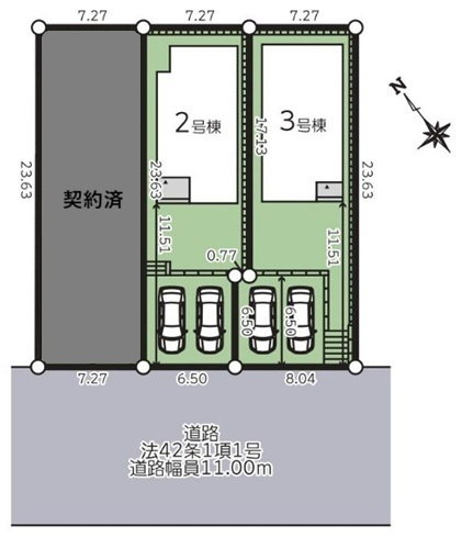 【新築戸建】札幌市白石区平和通10丁目北3棟の区画図