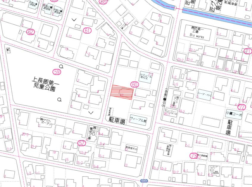 都城市上長飯町の売地の土地図
