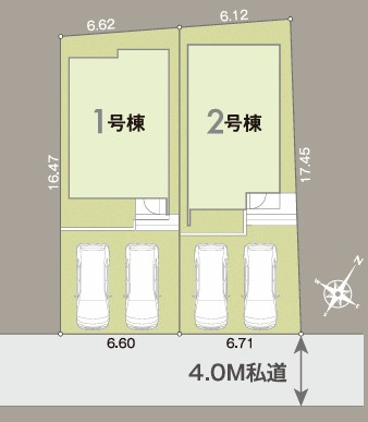 西東京市緑町2丁目　新築一戸建　西武池袋線　ひばりヶ丘の区画図
