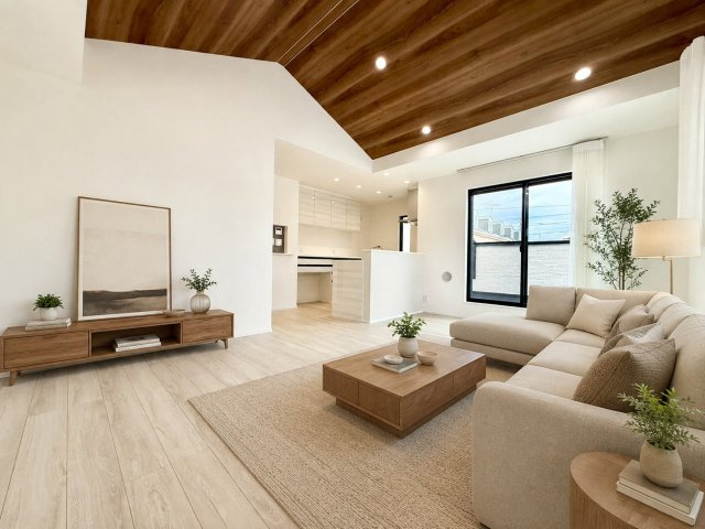 杉並区下井草1丁目　新築戸建の居間・リビング|ご家族が自然と集まり会話が弾む、笑顔を育む明るい居住空間です。（家具は全てCGです）

現地ご見学希望・資料請求などお気軽にお問い合わせ下さい！
03-5990-5201