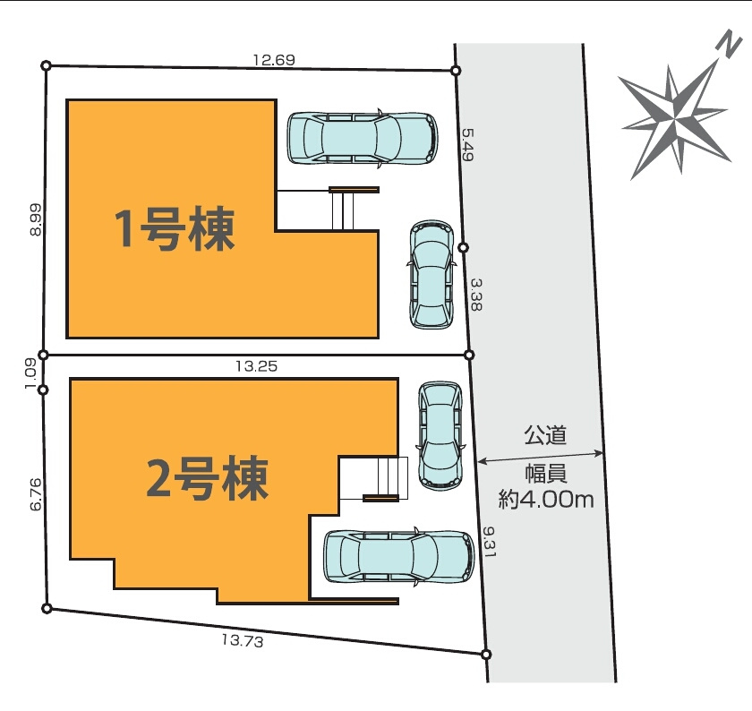 西東京市ひばりが丘北4丁目　西武池袋線　ひばりヶ丘駅　新築戸建の区画図