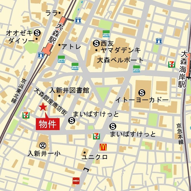 パークタワー大森の地図