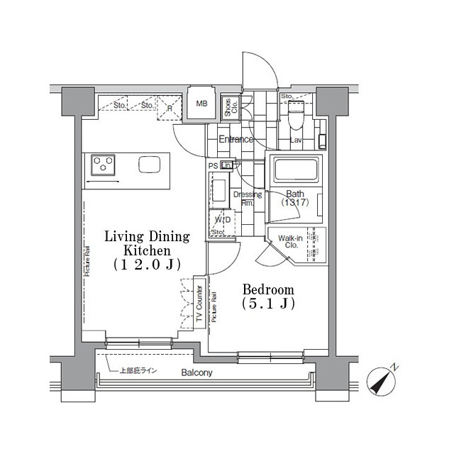 ＯＮＥ　ＲＯＯＦ　ＦＬＡＴ　ＴＳＵＫＩＳＨＩＭＡの間取り