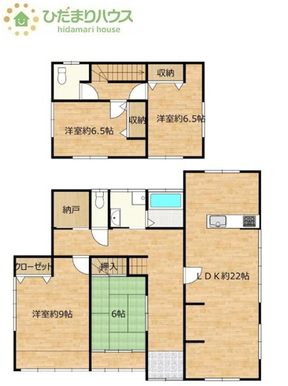 【間取り】 | 土浦市下高津4丁目　中古戸建 | 家族の集まるLDKは広々22帖！贅沢な空間を演出！