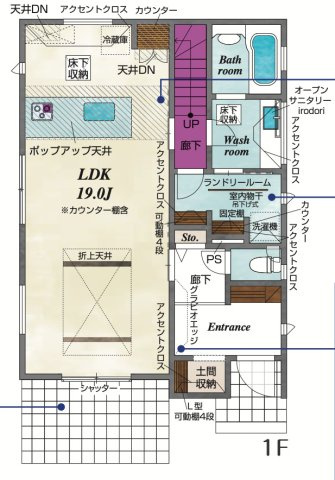 埼玉県川越市広栄町15番9の間取り|一号棟1F