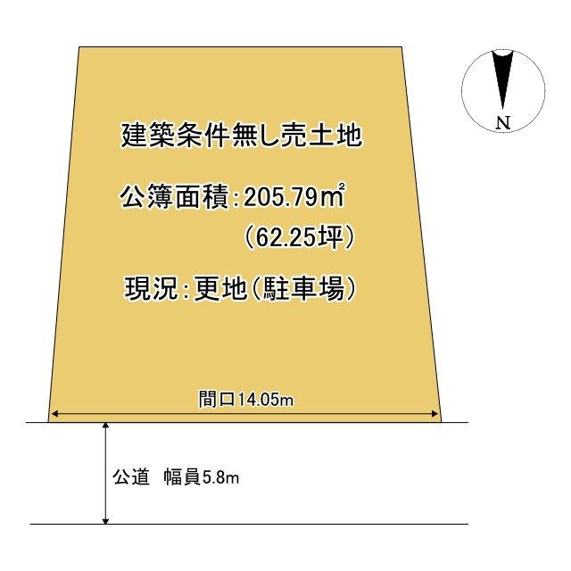 京都市左京区上高野市川町　建築条件無し売土地の土地図