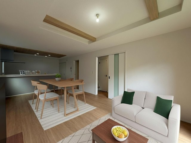 【現地画像あり】伊勢原市田中２期　全２棟　2号棟の居間・リビング|※AIホームステージング加工済