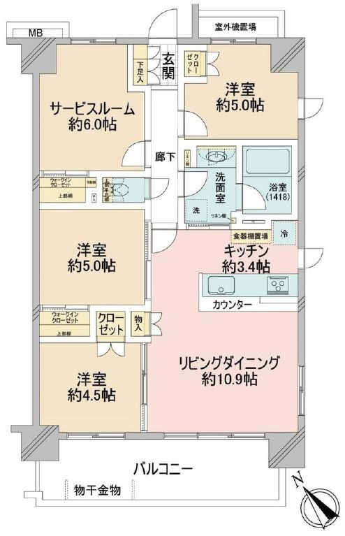 サンクレイドル東小岩の間取り|7階部分・南東×南西・角部屋住戸につきまして日当り・通風・眺望良好