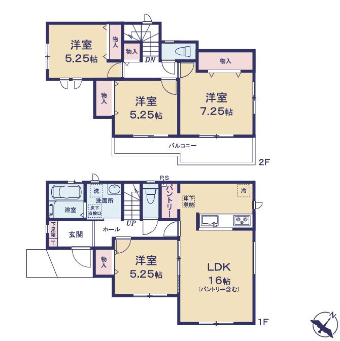 水戸市曙町　新築戸建　B号棟の間取り