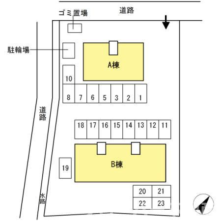 サニーハイム B棟の区画図