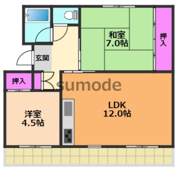 富田第二住宅70号棟の間取り