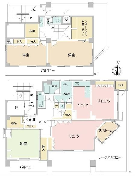 サンローズの間取り|専有面積：151.86㎡・最上階・3方角部屋住戸につきまして日当たり・通風・眺望良好
