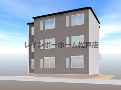 柏市つくしが丘３丁目のアパートの外観パース