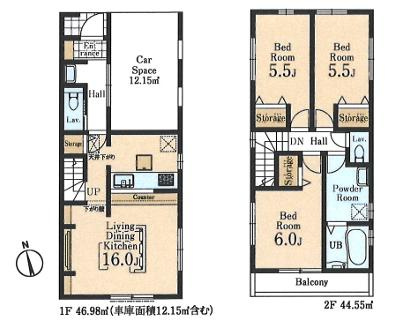 八王子市　元横山町　新築一戸建て　１期の間取り|～南向き3LDK　ワンフロアリビングの間取りです～