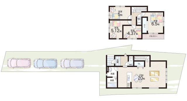 京都市西京区嵐山茶尻町　第2期　新築一戸建ての間取り|2号地