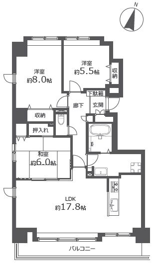 【間取り】 | シーアイマンション領事館通り | 3LDK・オートロック付き・トランクルーム有り・宅配ボックス有り・棟内駐車場2台確保済