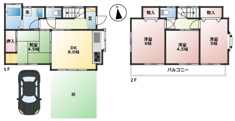 あきる野市平沢　東秋留駅徒歩12分♪1,750万円の4DK中古戸建の間取り