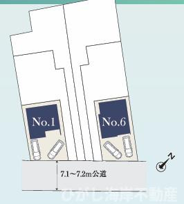 藤沢市辻堂東海岸１丁目　新築戸建　全２棟の区画図|対象No1