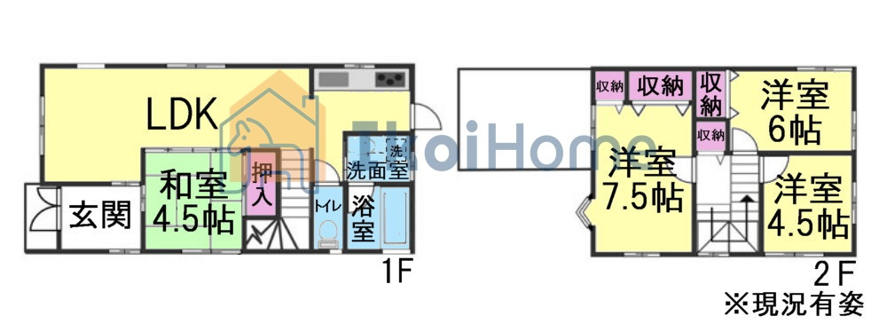 明石市魚住町住吉４丁目　中古戸建の間取り|●年中無休：当日予約可●ゆったりLDKに、あると嬉しい和室付も付いた4LDKの間取りです！