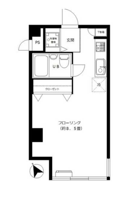 ローズカーデン中里　角部屋　オートロック　トランクルームの間取り