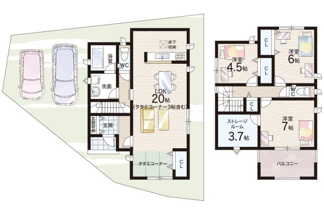 八尾市安中町　第2期　新築一戸建ての間取り|1号地