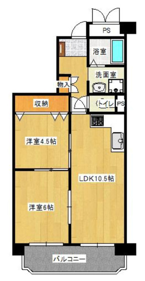 【間取り】 | 正起瓢箪山第二ハイツ | 【全洋室2LDK】室内水廻り設備一新！全面リフォーム済み☆バス追炊機能付きです☆