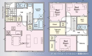 幸手市南第9　新築一戸建て　03　クレイドルガーデンの間取り|お洗濯が快適になる広々ランドリールーム完備！
