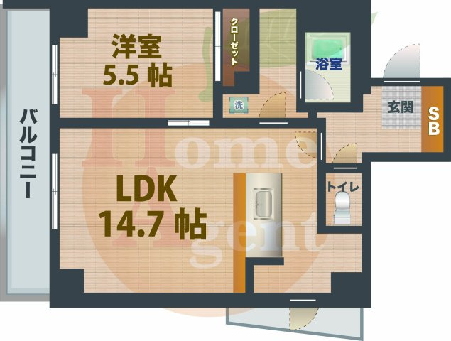 【間取り】 | スパシエ幡ヶ谷 | 1LDKのお部屋です。