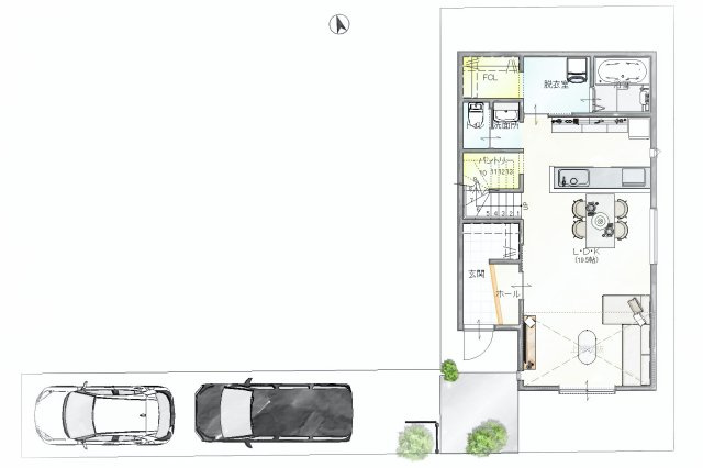 枚方市西田宮2階建て【ニモア-Nimore】の間取り|旗竿地を活かし、道路に面していないため外からの視線が気になりにくいから閑静で心地よい暮らしにぴったり