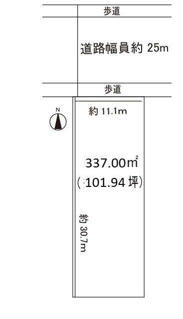 小牧市大字北外山　売地の土地図|敷地面積約101坪