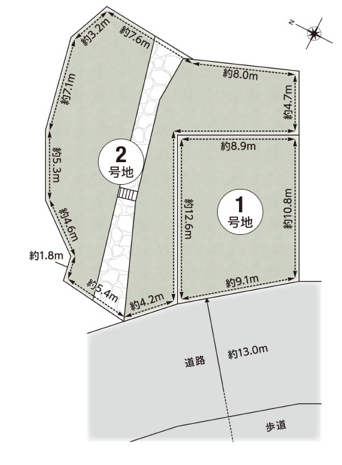 箕面市粟生間谷西２丁目　土地の土地図