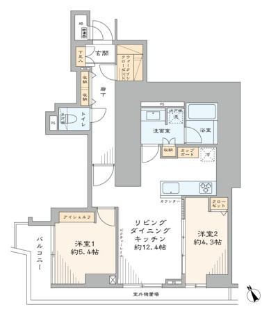 セザールスカイリバーの間取り|セザールスカイリバー：全居室に収納が付いた収納豊富な２ＬＤＫエアコン付きリノベーション物件は住設備も充実！