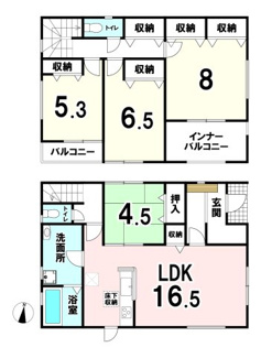 【間取り】 | リーブルガーデン斑鳩町服部1丁目 全3棟 2号棟