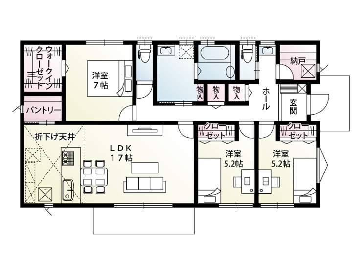 新築　高崎市引間町 全2区画　2号棟の間取り|建物面積28.80坪　納戸・パントリー完備！