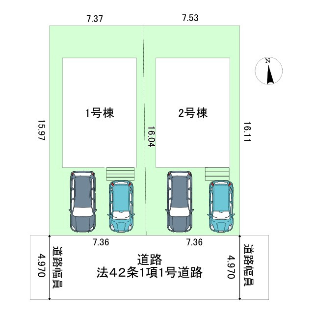 枚方市 楠葉野田　第２　新築 一戸建　1号棟の区画図|楠葉野田2丁目 2区画