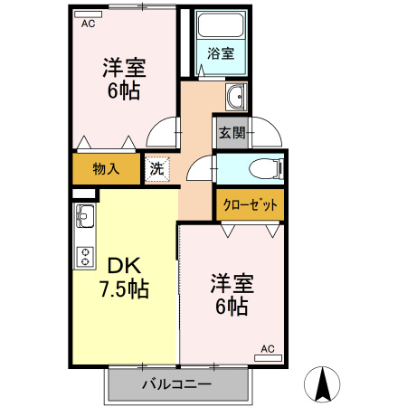 ファミール桃の郷　B棟の間取り
