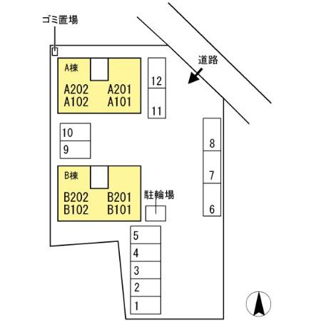 ファミール桃の郷　B棟の区画図