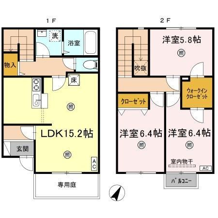 リースランド福島　B棟の間取り