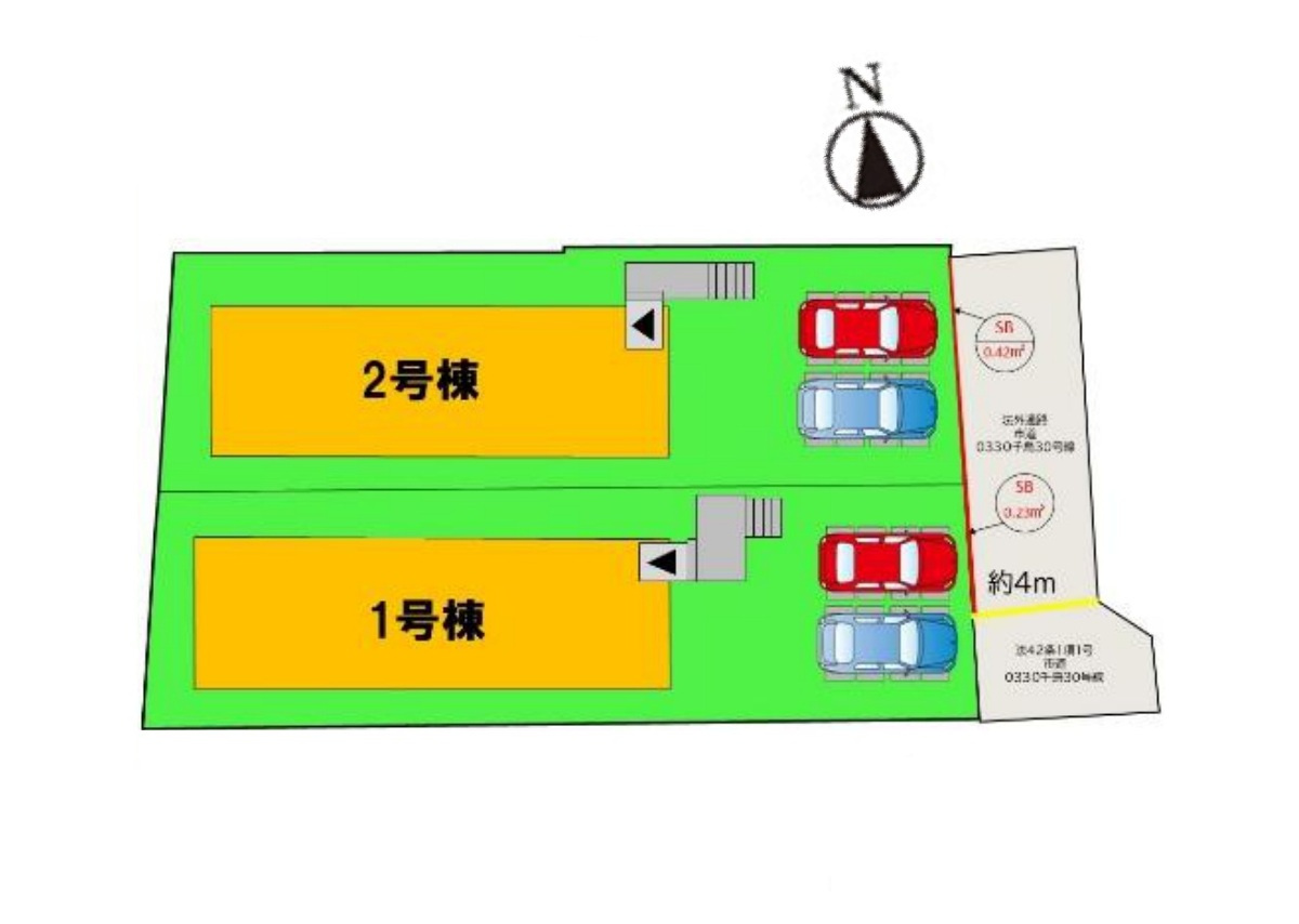 古賀市久保第4-2棟（2号棟）の区画図|配置図（2号棟）