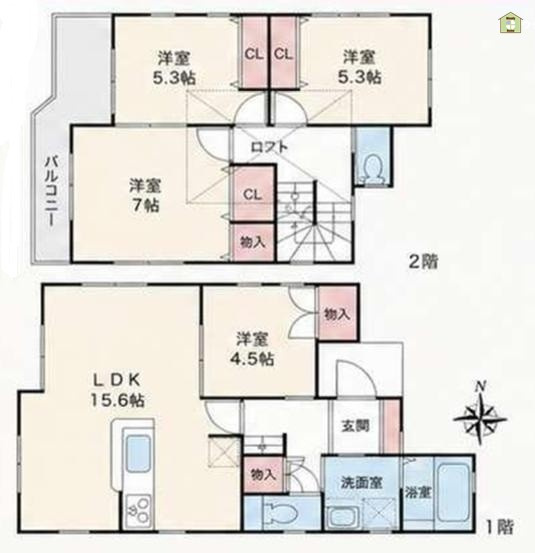 川口市上青木1丁目　中古一戸建ての間取り