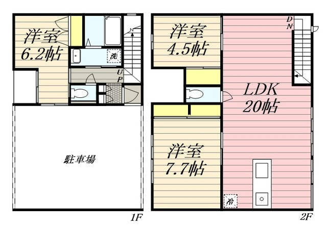 久留米市野中町の一戸建ての間取り