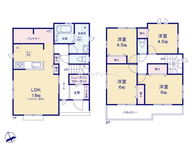 春日部市粕壁東4丁目　新築一戸建て　D号棟の間取り